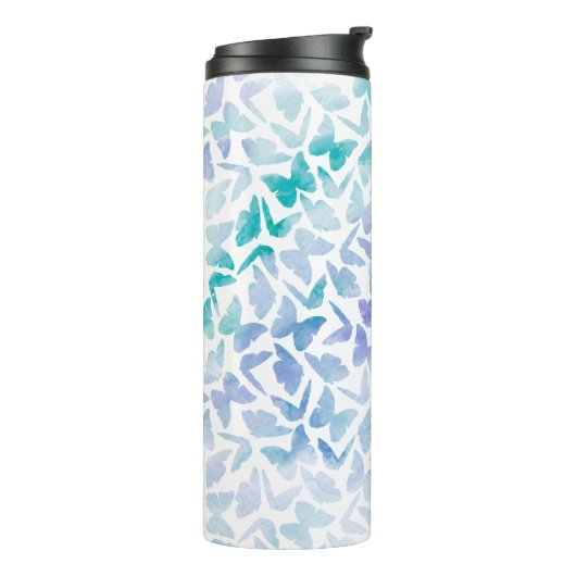 Waterverf Butterflies Monogrammen Thermosbeker (Gedraaid links)