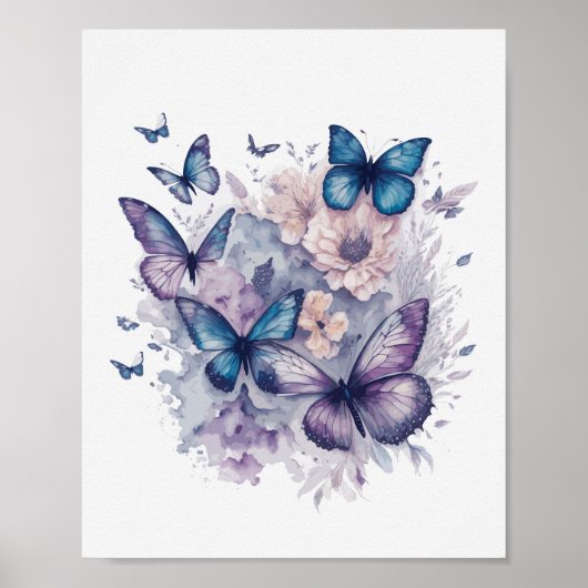 Waterverf Butterflies Poster (Voorkant)