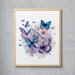 Waterverf Butterflies Poster