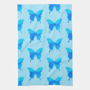 Waterverf Butterflies - Shades of Sky Blue Theedoek