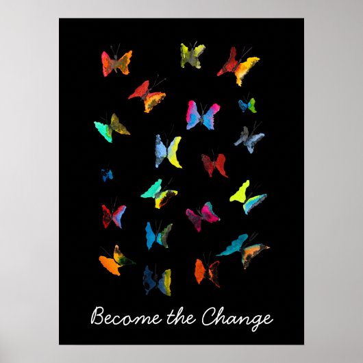 Waterverf butterflies slogan poster (Voorkant)