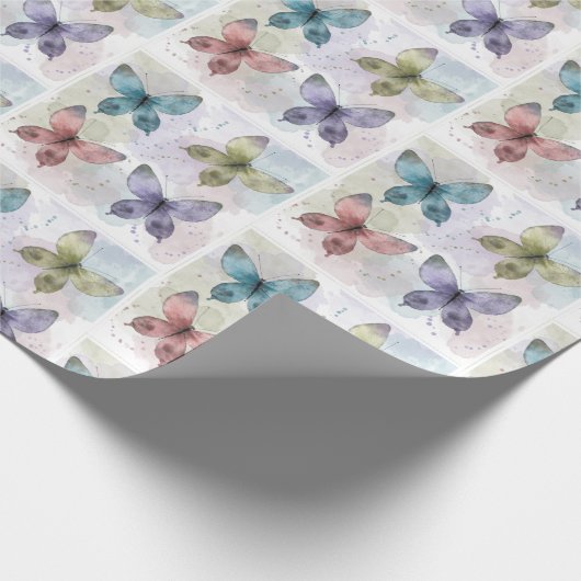 Waterverf Butterflies Wrappapier Cadeaupapier (Hoek)