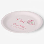 Waterverf Butterfly 1e Verjaardagsfeest Roze Papieren Bordje (Gekanteld)