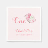 Waterverf Butterfly 1e Verjaardagsfeest Roze Servet (Voorkant)