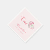 Waterverf Butterfly 1e Verjaardagsfeest Roze Servet (Hoek)