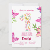 Waterverf Butterfly 1e verjaardagsuitnodiging Kaart (Voorkant)