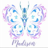 Waterverf Butterfly Art Aangepaste naam Sticker (Voorkant)