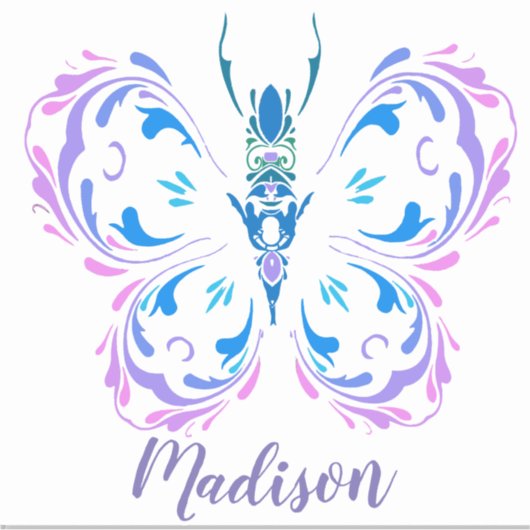 Waterverf Butterfly Art Aangepaste naam Sticker (Voorkant)