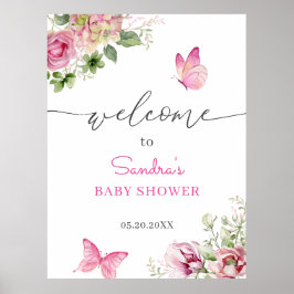 Waterverf Butterfly Baby shower Welkom Poster