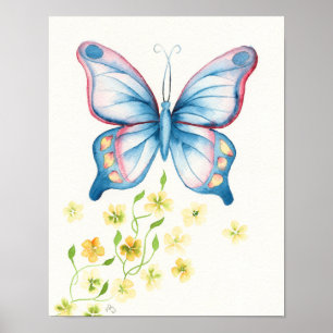 Waterverf Butterfly beroemd gemaakt door Victoria  Poster
