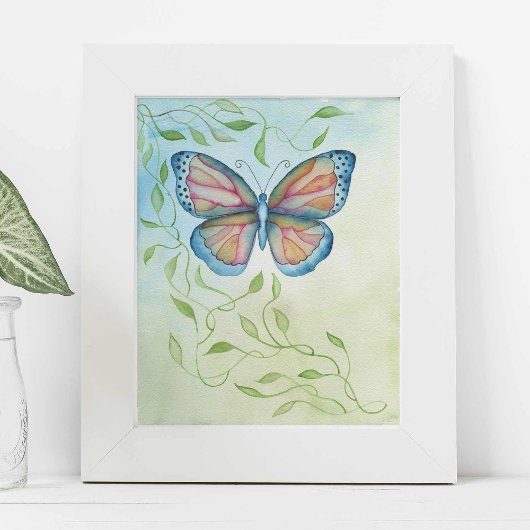 Waterverf Butterfly beroemd gemaakt door Victoria  Poster
