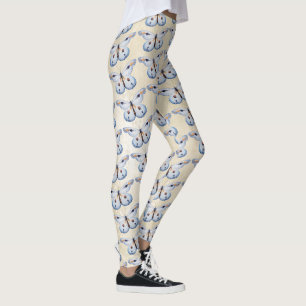 Waterverf BUTTERFLY blauw sinaasappel + uw ideeën Leggings