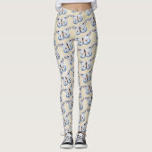 Waterverf BUTTERFLY blauw sinaasappel + uw ideeën Leggings (Voorkant)