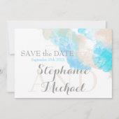 Waterverf Butterfly Blauwgroen Ivory Taupe Save The Date (Voorkant)