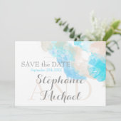 Waterverf Butterfly Blauwgroen Ivory Taupe Save The Date (Staand voorkant)