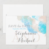 Waterverf Butterfly Blauwgroen Ivory Taupe Save The Date (Voorkant / Achterkant)