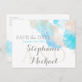 Waterverf Butterfly Blauwgroen Ivory Taupe Savethe Aankondigingskaart