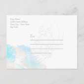 Waterverf Butterfly Blauwgroen Ivory Taupe Savethe Aankondigingskaart (Achterkant)