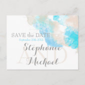 Waterverf Butterfly Blauwgroen Ivory Taupe Savethe Aankondigingskaart (Voorkant)