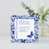 Waterverf Butterfly Blue Bridal Shower Kaart (Staand voorkant)