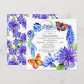 Waterverf Butterfly Blue Floral Chic Quinceañera Kaart (Voorkant / Achterkant)