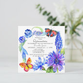 Waterverf Butterfly Blue Floral Chic Quinceañera Kaart (Staand voorkant)
