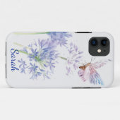 Waterverf Butterfly Blue Flowers Aangepaste naam Case-Mate iPhone Case (Achterkant (horizontaal))