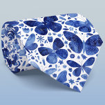Waterverf Butterfly Blue Stropdas<br><div class="desc">Indigoblauw en wit waterverf vlinderpatroon. Originele kunst van Nic Squirrell.</div>