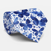 Waterverf Butterfly Blue Stropdas (Opgerold)