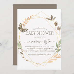 Waterverf Butterfly Boho Floral Baby shower Kaart