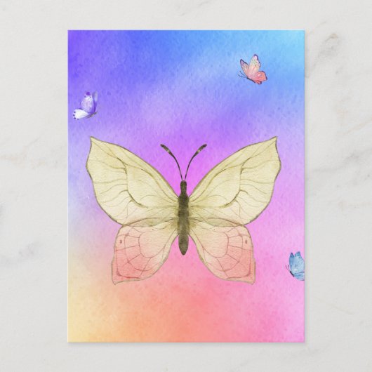 Waterverf Butterfly Briefkaart (Voorkant)