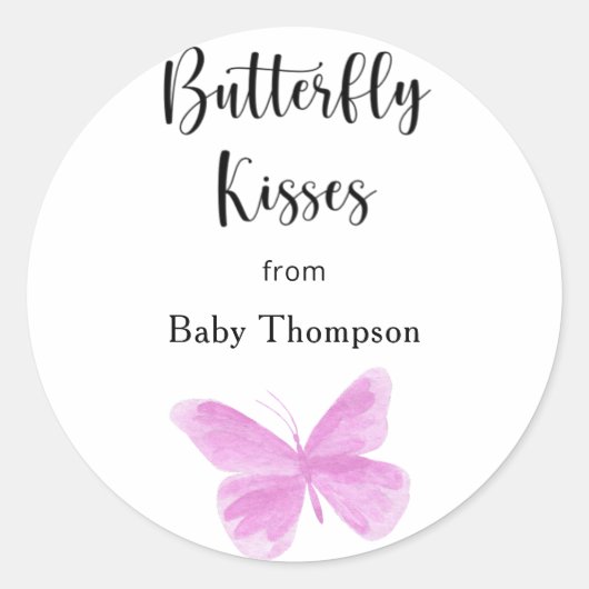 Waterverf Butterfly - Butterfly Kisses Dank u Ronde Sticker (Voorkant)
