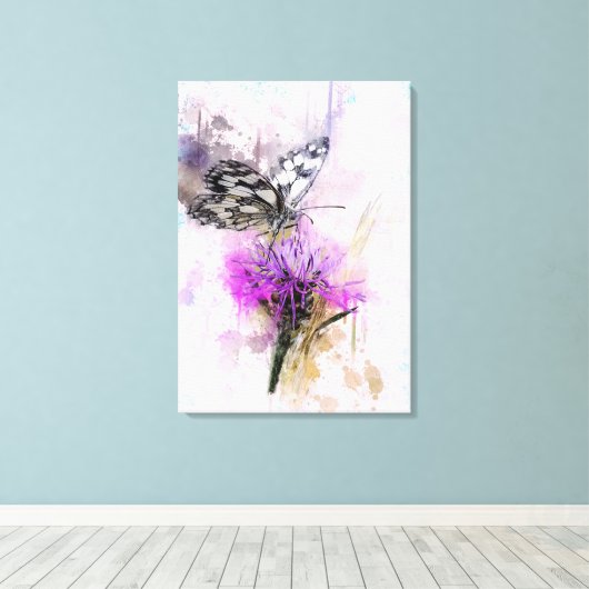 Waterverf Butterfly Canvas Afdruk (Insitu (Houten vloer))