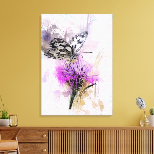 Waterverf Butterfly Canvas Afdruk (Insitu (Woonkamer))