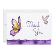Waterverf Butterfly Dank u voor uw kaarten Paars g