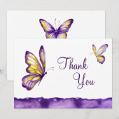 Waterverf Butterfly Dank u voor uw kaarten Paars g (Voorkant / Achterkant)