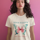 Waterverf Butterfly Elegant Blush Pink Naam Salon T-shirt
