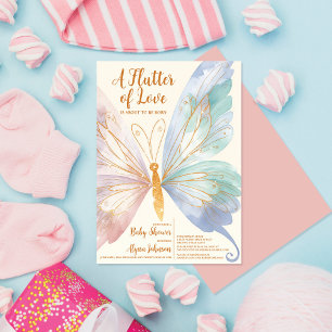 Waterverf Butterfly Elegant Glitter Baby shower Kaart