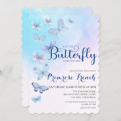 Waterverf Butterfly Elegant Script Baby shower in Kaart (Voorkant / Achterkant)