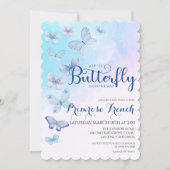Waterverf Butterfly Elegant Script Baby shower in Kaart (Voorkant)
