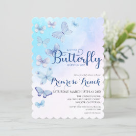 Waterverf Butterfly Elegant Script Baby shower in Kaart