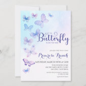 Waterverf Butterfly Elegant Script Baby shower in Kaart (Voorkant)