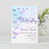 Waterverf Butterfly Elegant Script Baby shower in Kaart (Staand voorkant)
