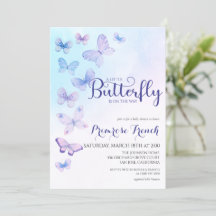 Waterverf Butterfly Elegant Script Baby shower in