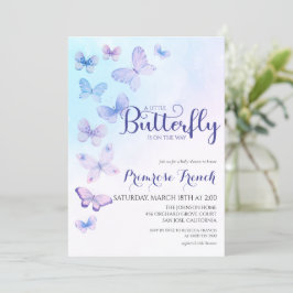Waterverf Butterfly Elegant Script Baby shower in Kaart