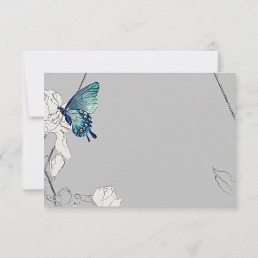 Waterverf Butterfly en Flower Geometric Wedding RSVP Kaartje (Achterkant)
