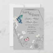 Waterverf Butterfly en Flower Geometric Wedding Save The Date (Voorkant)