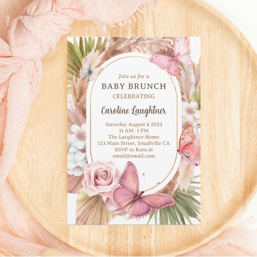 Waterverf Butterfly Floral Garden Baby Brunch Kaart