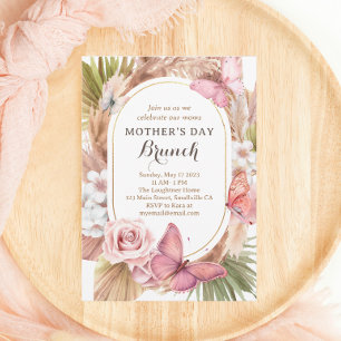 Waterverf Butterfly Floral Moederdag Brunch Kaart