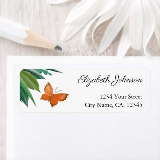 Waterverf Butterfly Foliage Return Address Labels (Insitu)